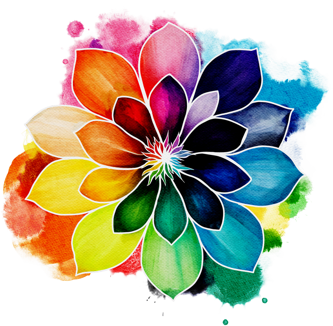 Watercolor Rainbow Flower